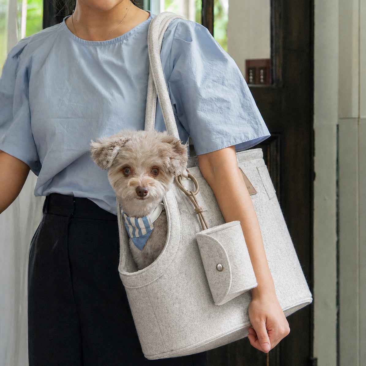 Nooee Ash quilted cat carrier travel bag