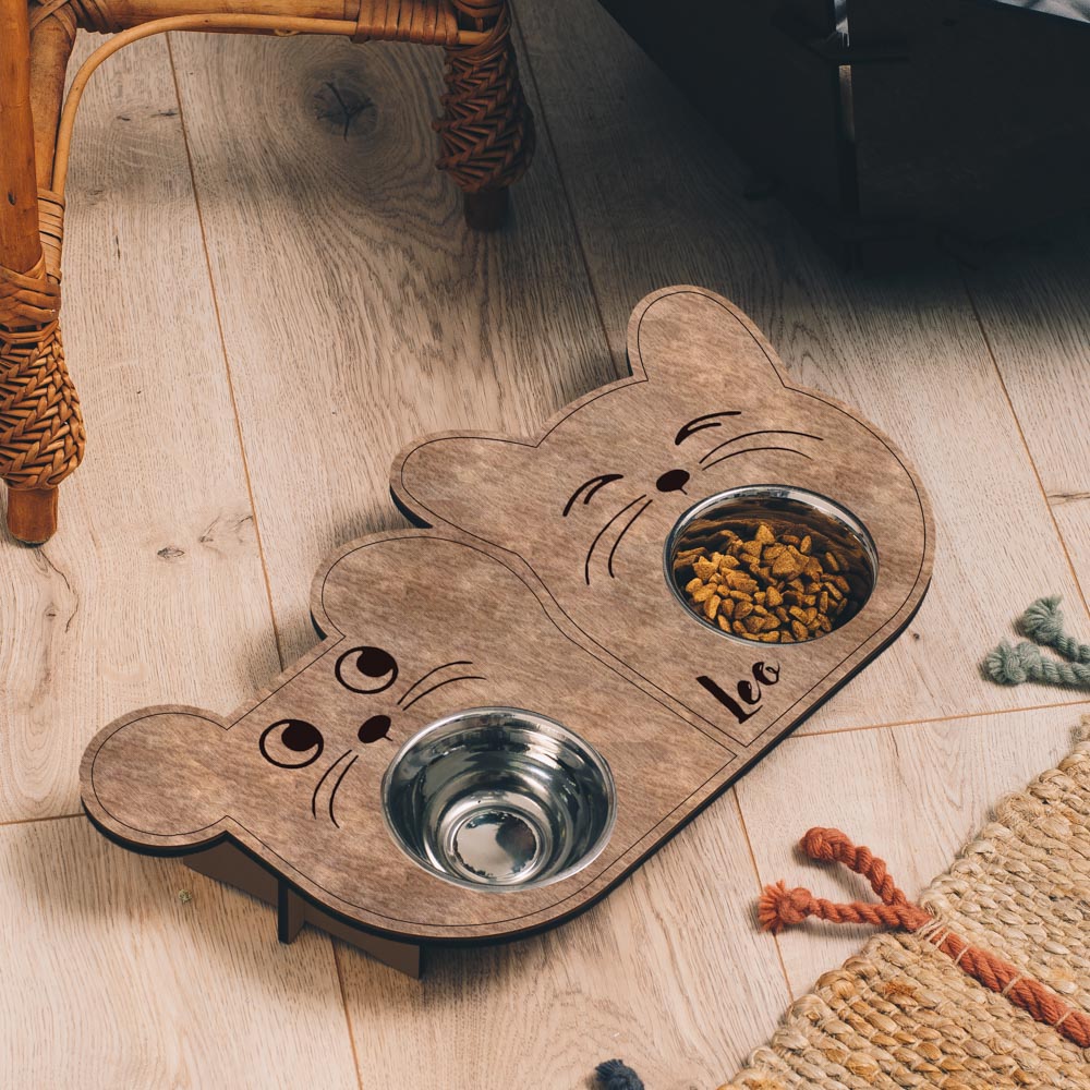 Curious & Sleepy Cat Bowl (Double)