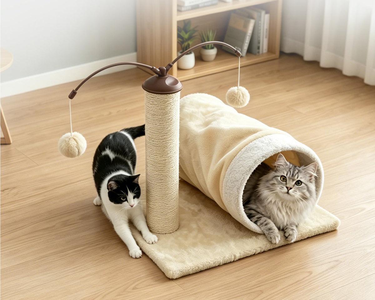 Cat Scratching Post with Play Tunnel by SeasonHome
