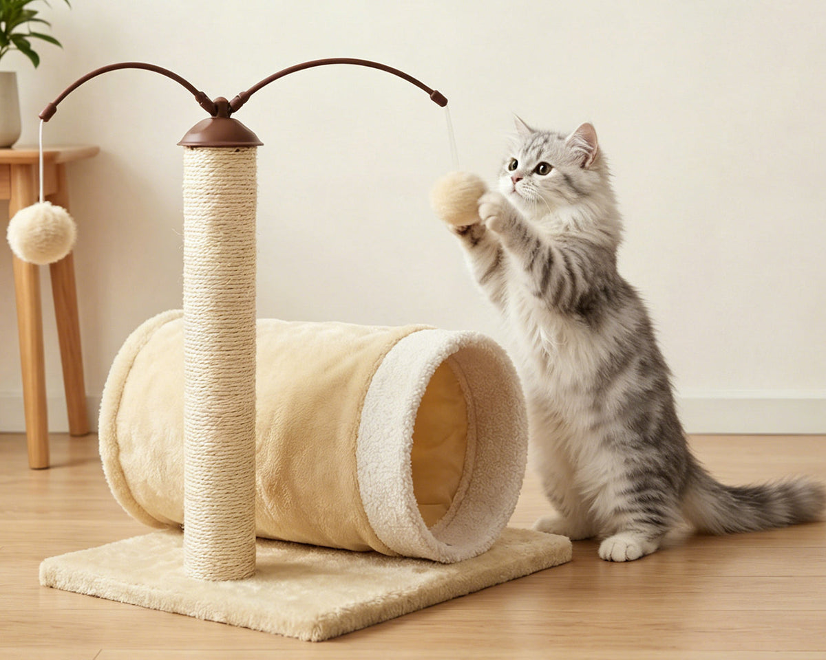 Cat Scratching Post with Play Tunnel by SeasonHome