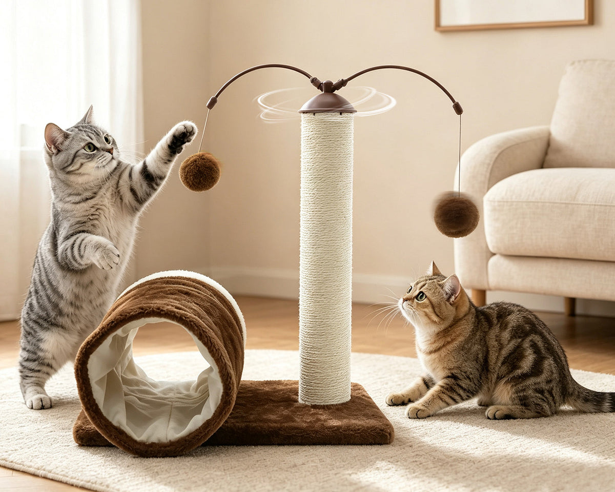 Cat Scratching Post with Play Tunnel by SeasonHome