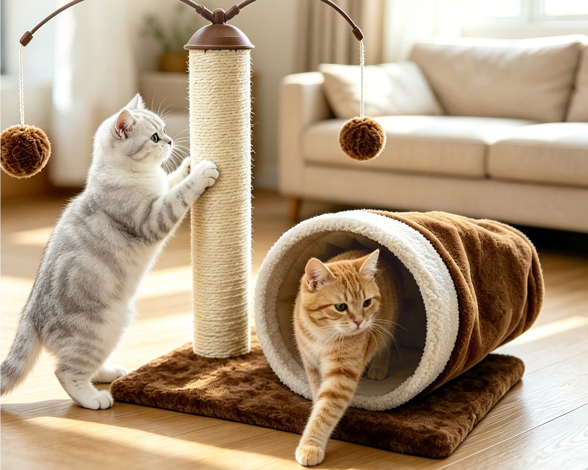 Cat Scratching Post with Play Tunnel by SeasonHome