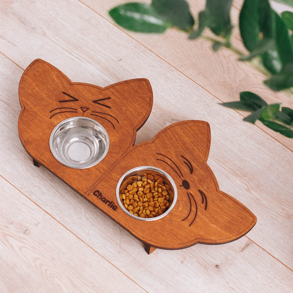Happy & Sleepy Cat Bowl (Double)