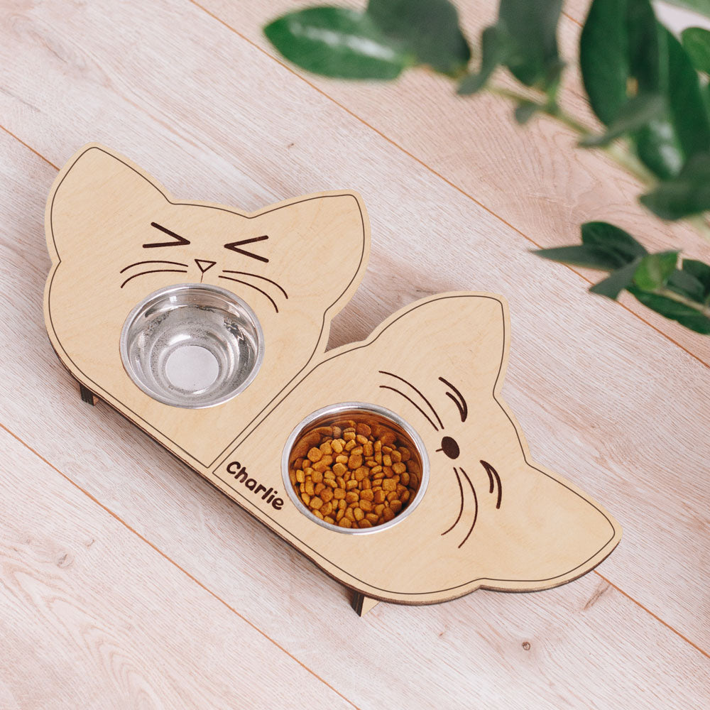 Happy & Sleepy Cat Bowl (Double)