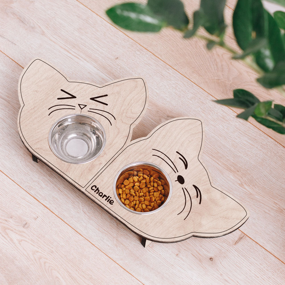 Happy & Sleepy Cat Bowl (Double)