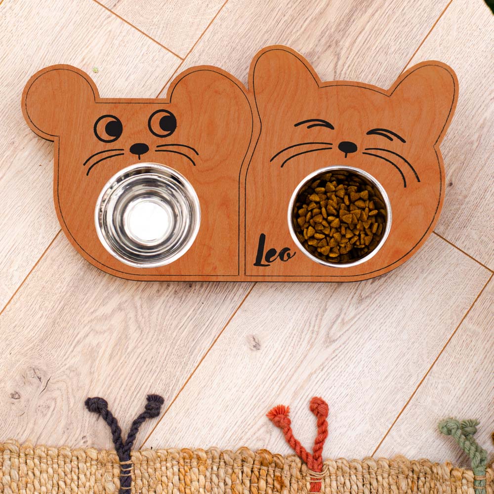 Curious & Sleepy Cat Bowl (Double)