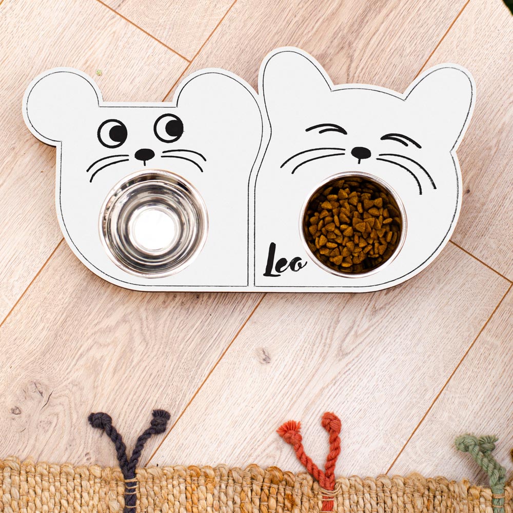 Curious & Sleepy Cat Bowl (Double)