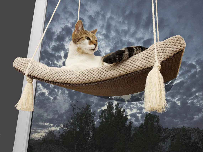 Arcing View Cat Window Shelf, Metal Base