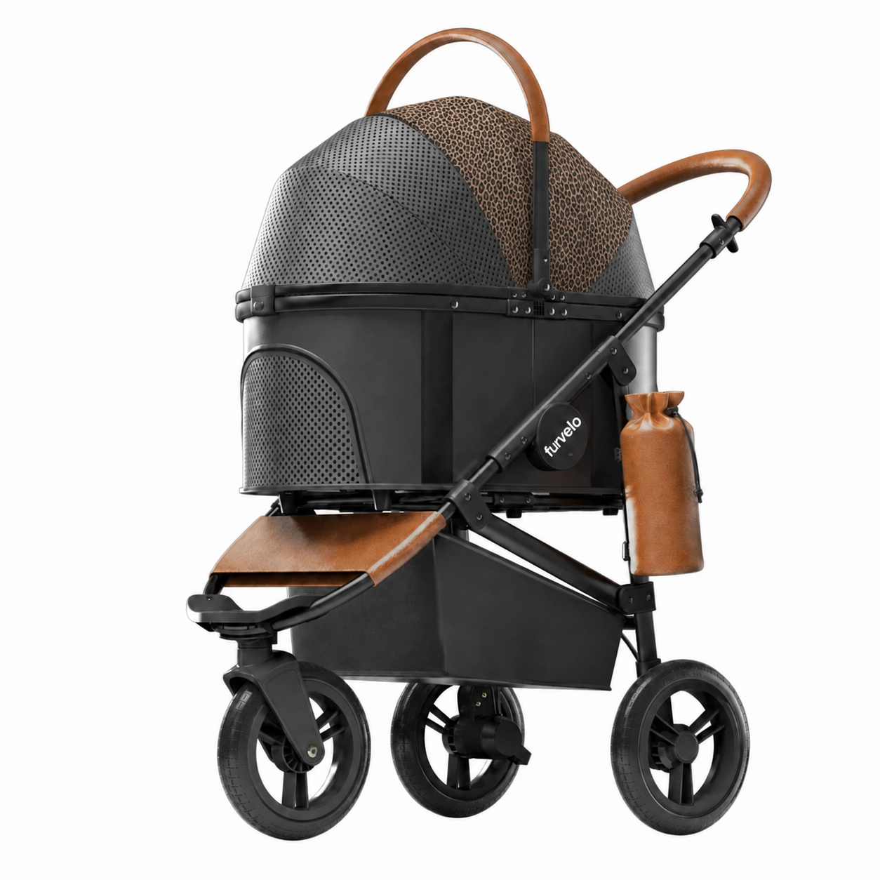 Furvelo Jogger cat stroller in black with large all terrain wheels