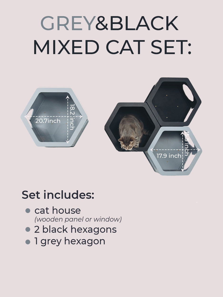 Grey & Black Mixed Cat Set