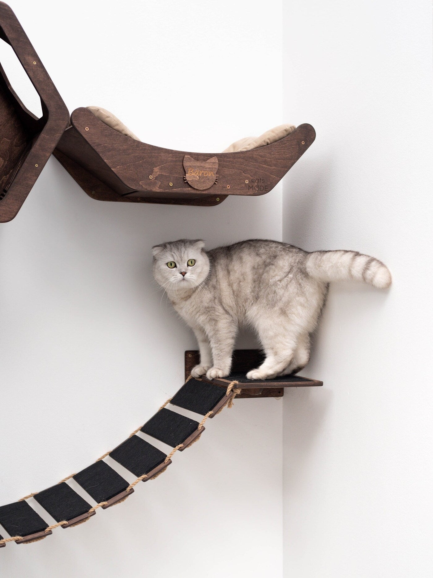 Wall Hexagon Cat House Set 2 Felt +bridge + Basket for Cats