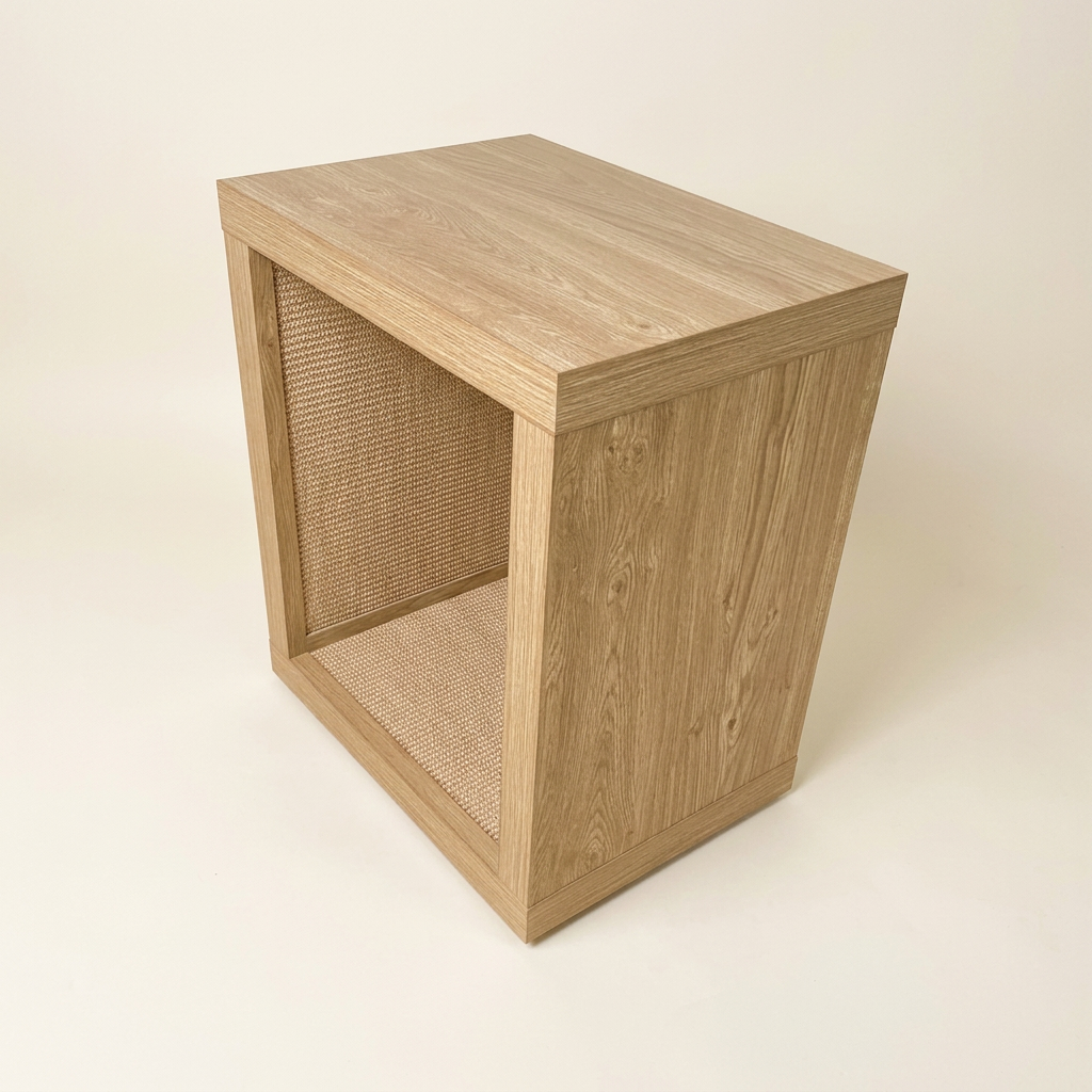 2-in-1 Cat Scratcher End Table, Light Wood by Designer Pet