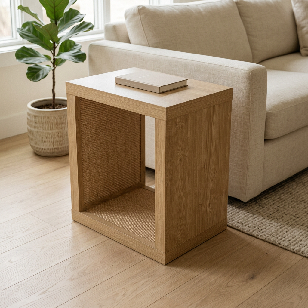 2-in-1 Cat Scratcher End Table, Light Wood by Designer Pet, view 3