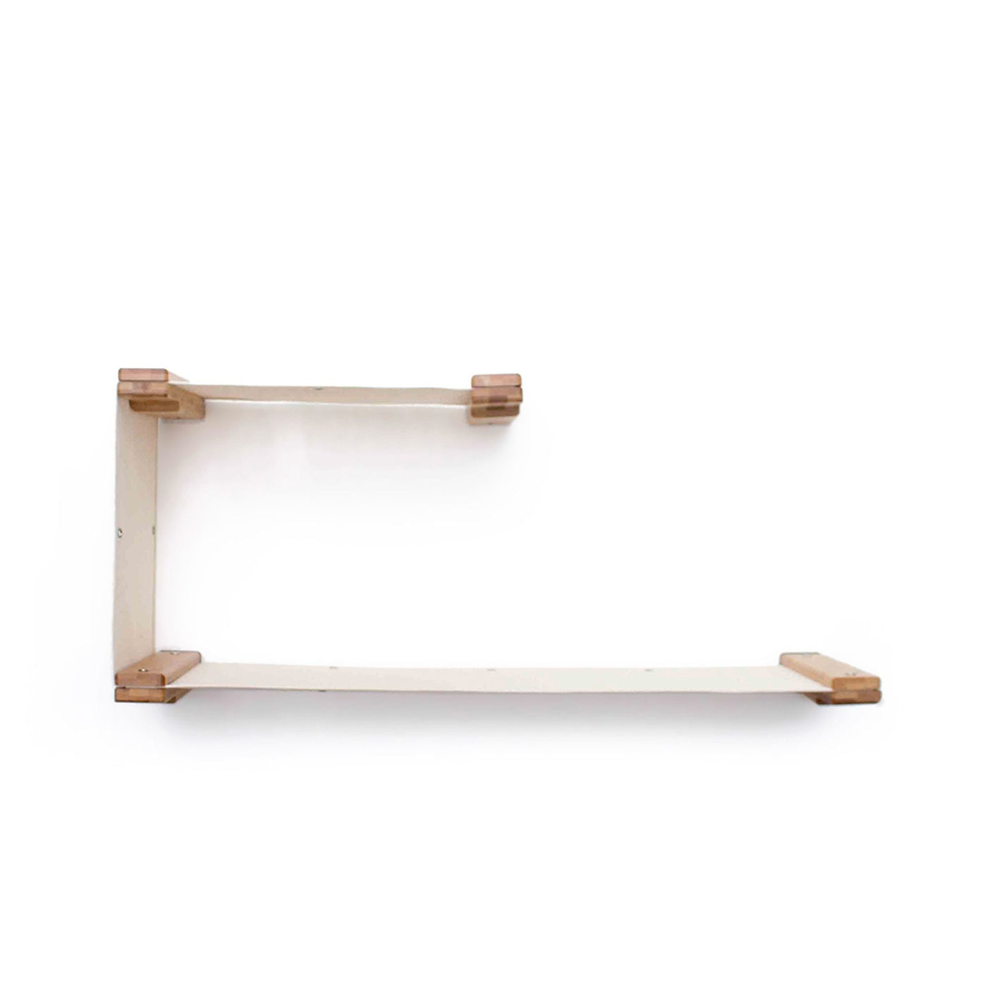 Wall mounted two-level cat hammock in canvas with a lower and upper bed and a fabric divider