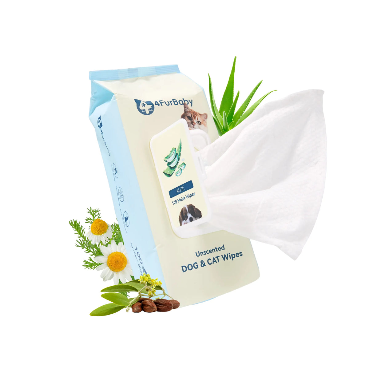 Plant-based compostable cat grooming wipes