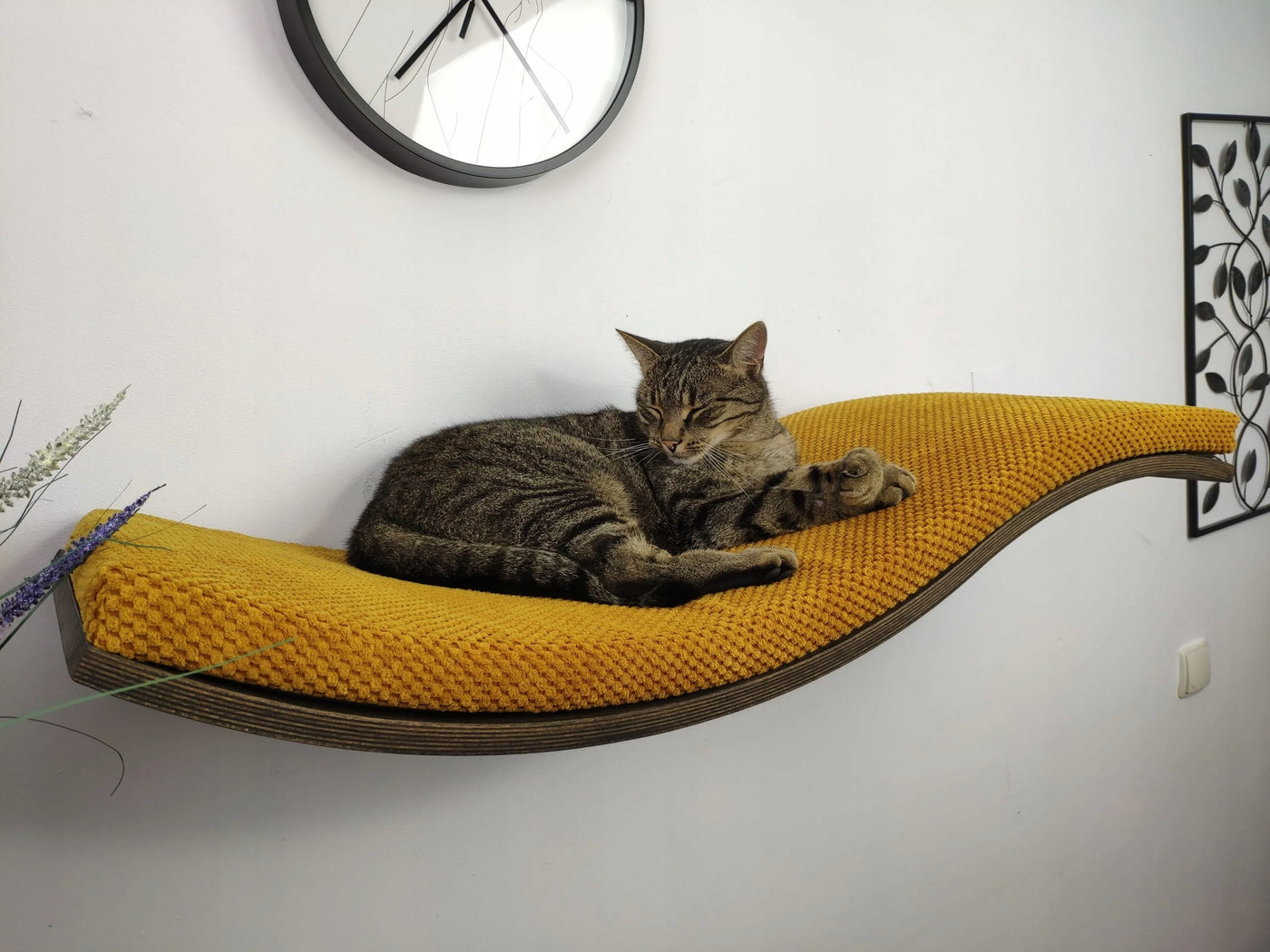 Wave Cat Wall Shelf, 95 cm Unsymmetrical Left, Wood Base by Cat's Atelier, view 8