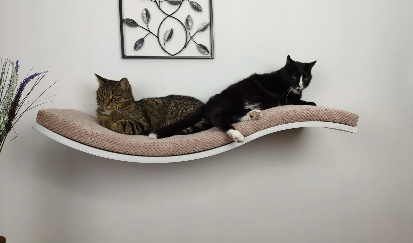 Wave Cat Wall Shelf, 95 cm Unsymmetrical Left, Wood Base by Cat's Atelier, view 5