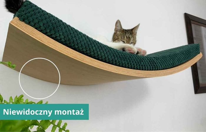 Wave Cat Wall Shelf, 95 cm Unsymmetrical Left, Wood Base