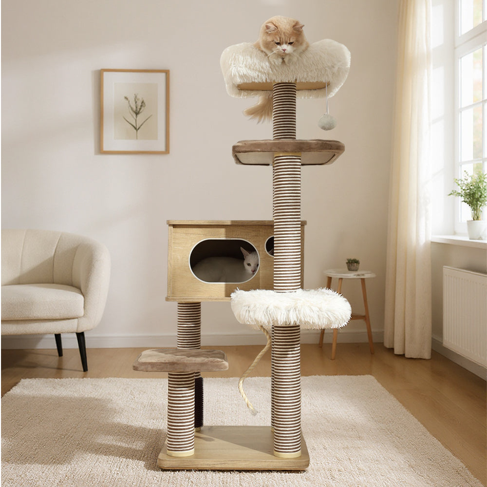 Solid Wood Multi-Level Cat Tree by SeasonHome