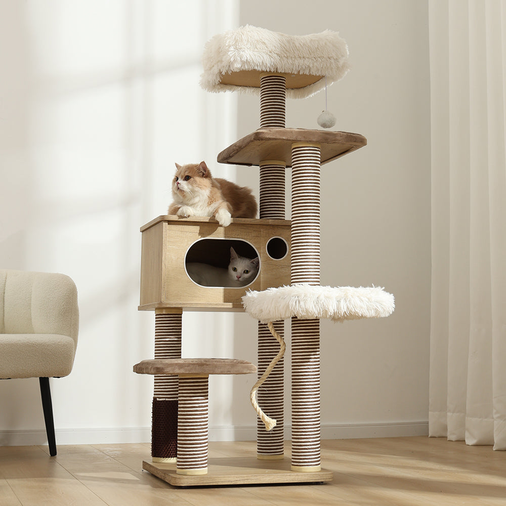 Solid Wood Multi-Level Cat Tree by SeasonHome