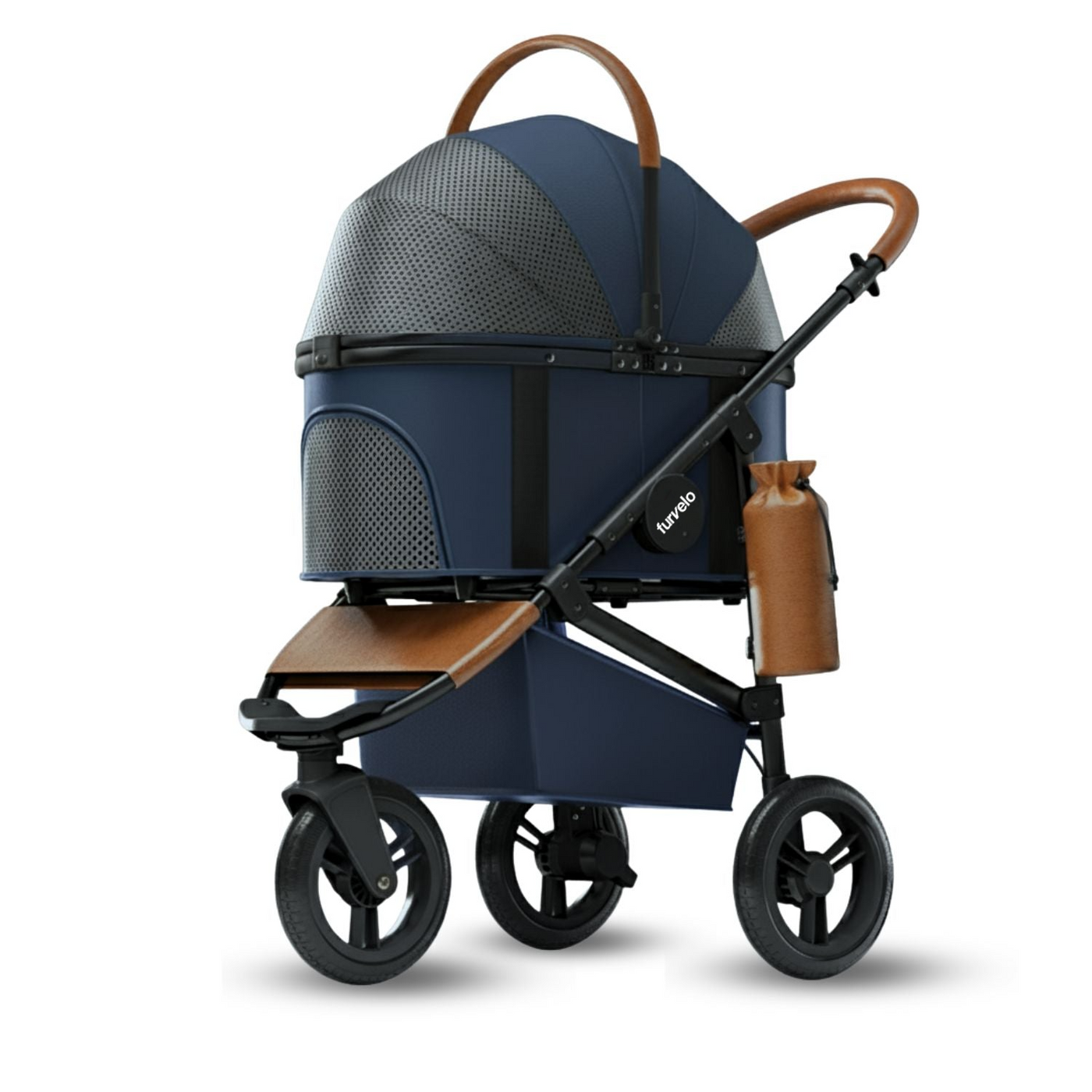 Furvelo Jogger cat stroller in black with large all terrain wheels