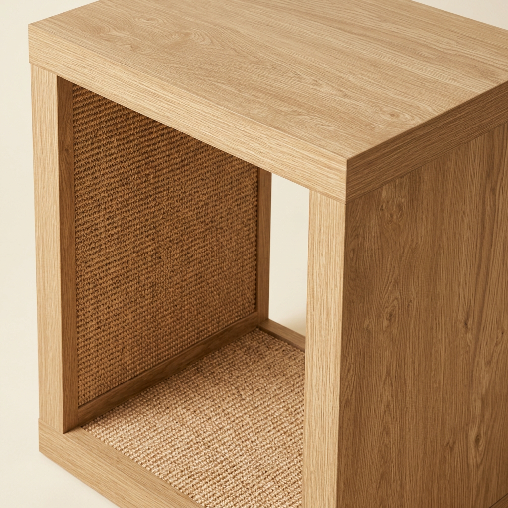 2-in-1 Cat Scratcher End Table, Light Wood by Designer Pet, view 2