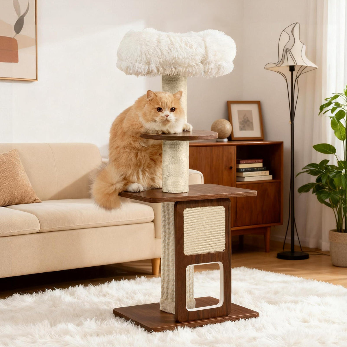 Walnut Modern Cat Tree by SeasonHome